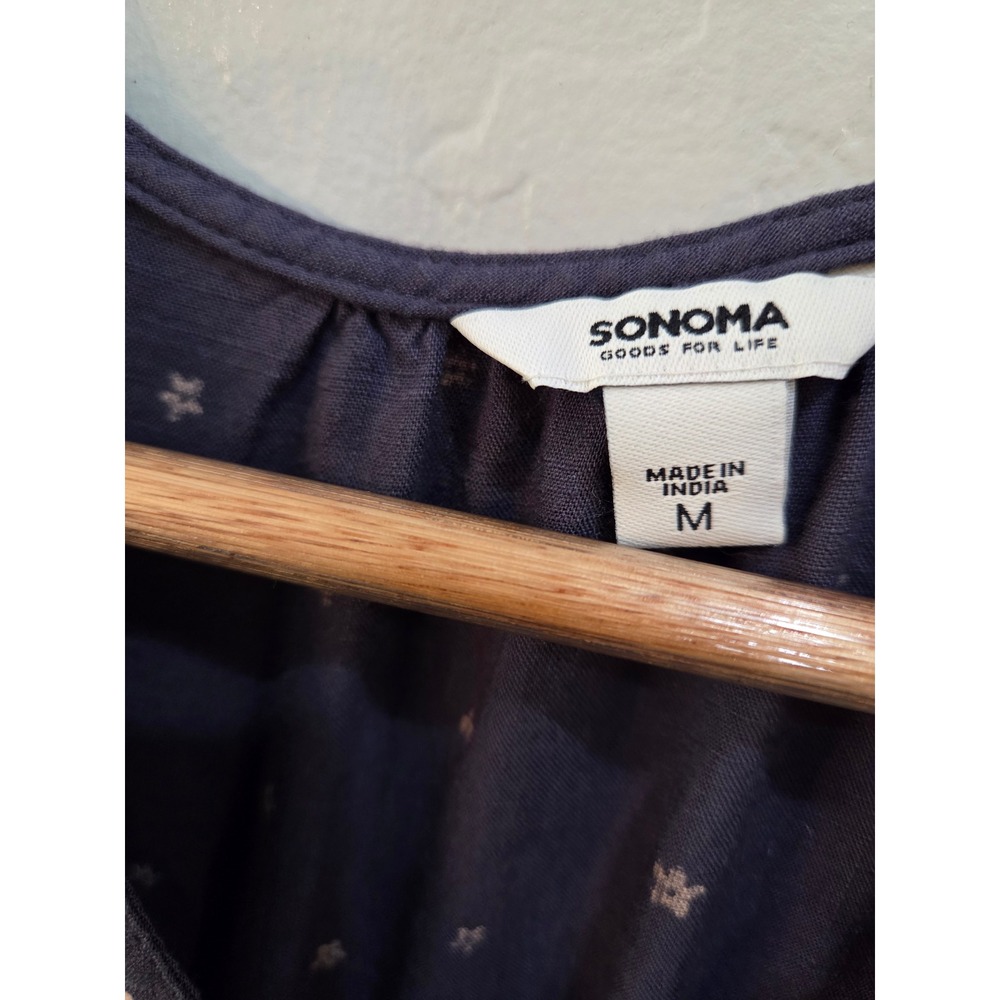 Sonoma Goods For Life Navy Blue Pink Floral Star Print V-Neck Sleeveless Top M - Picture 4 of 5